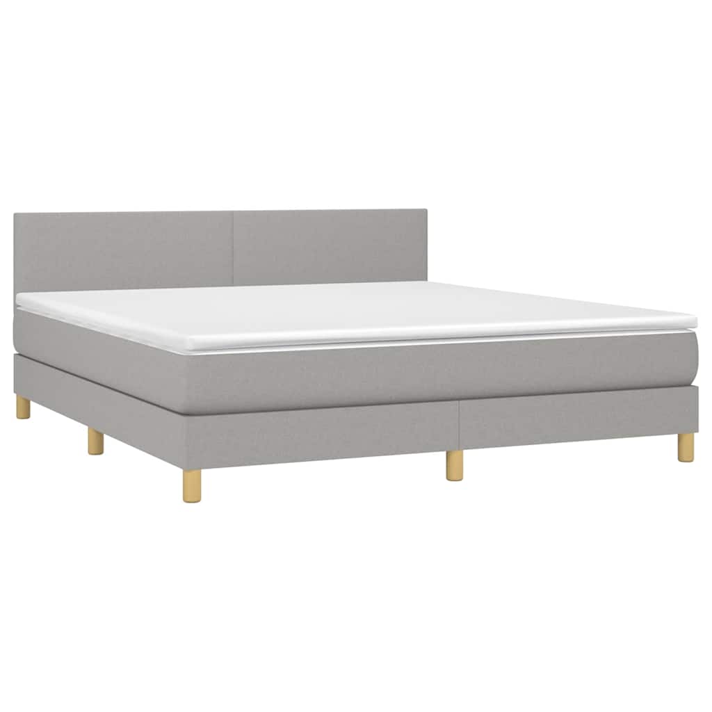 Krevet box spring s madracem LED svjetlosivi 180x200 cm tkanina