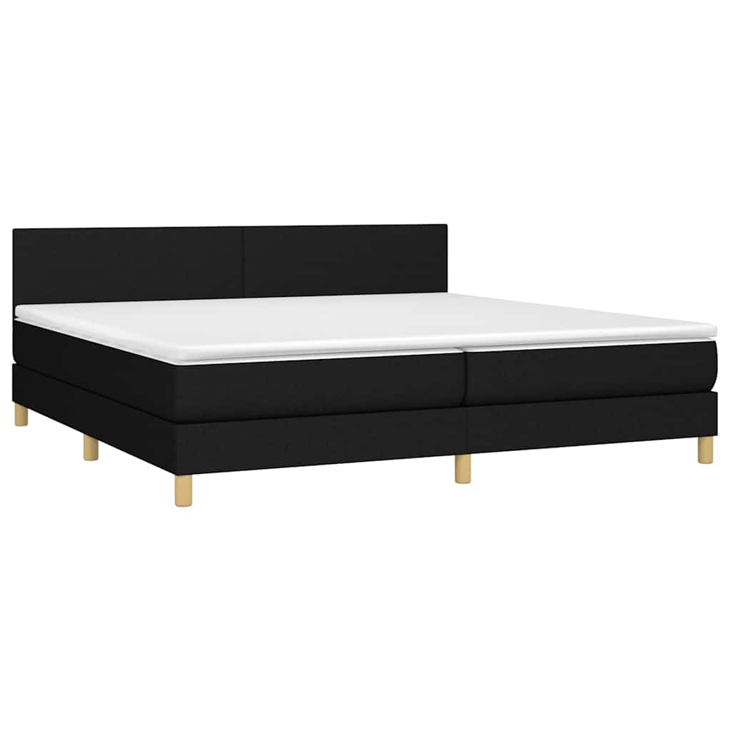 Krevet box spring s madracem LED crni 200x200 cm od tkanine