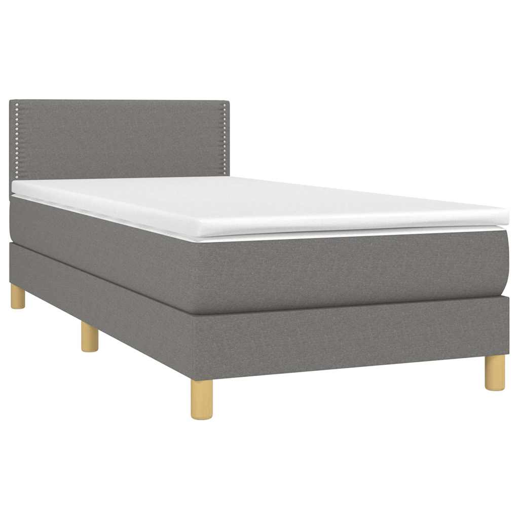 Krevet box spring s madracem LED tamnosivi 100x200 cm tkanina
