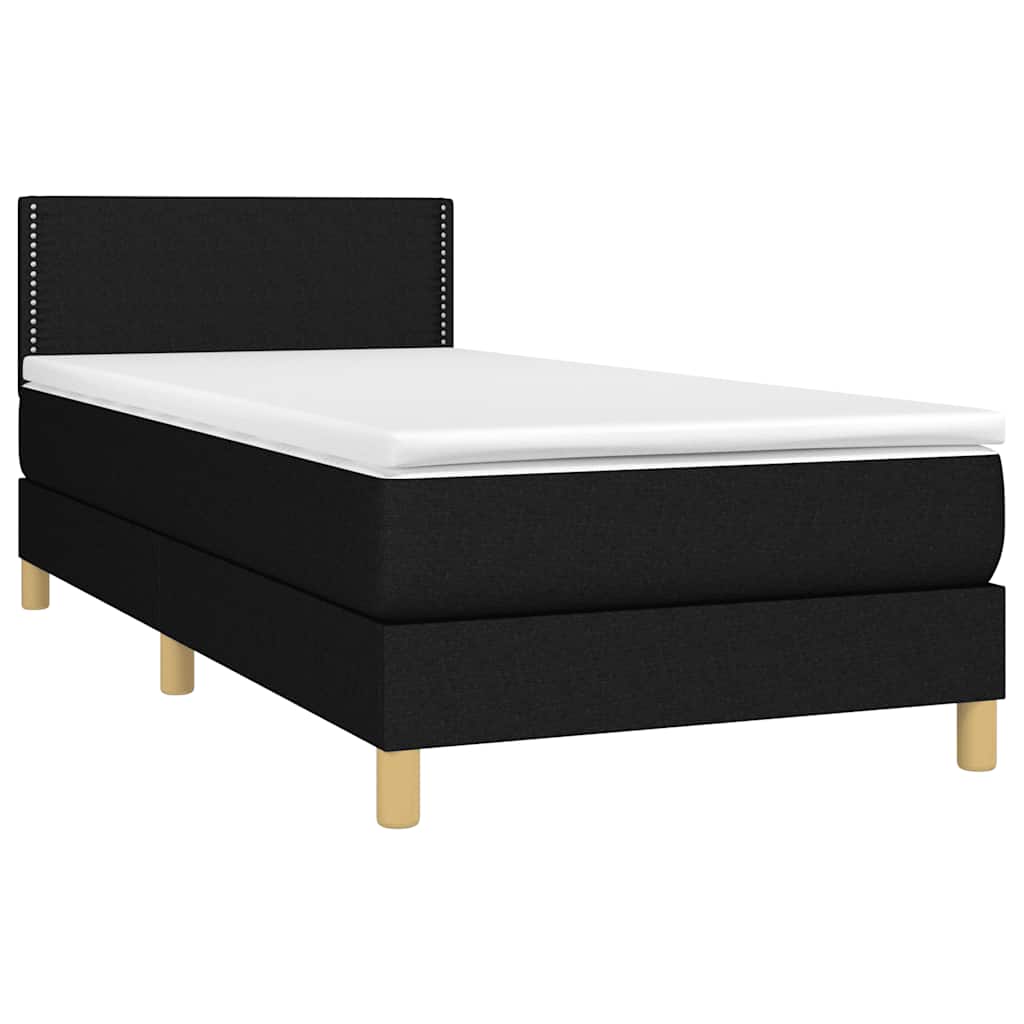 Krevet box spring s madracem LED crni 100x200 cm od tkanine
