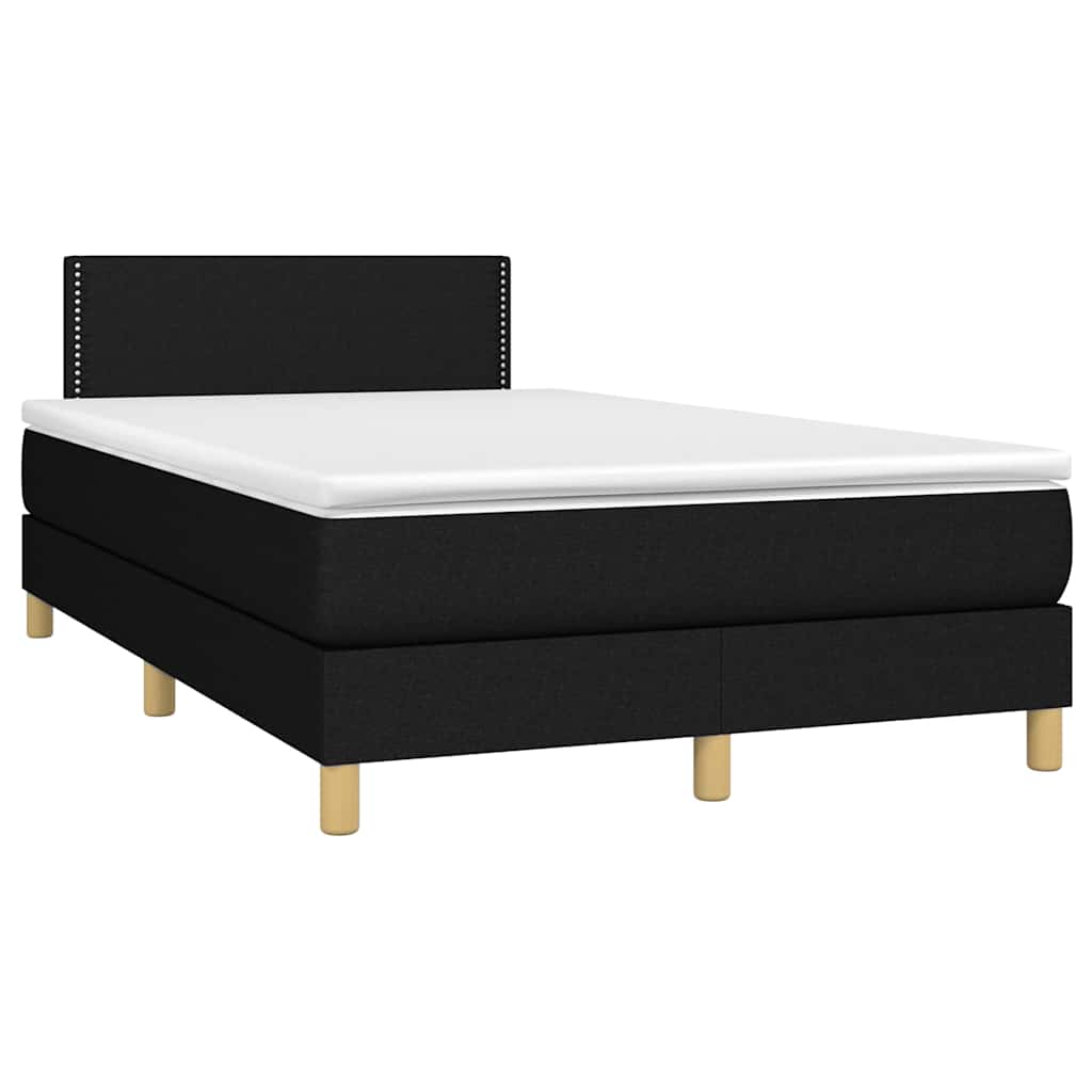 Krevet box spring s madracem LED crni 120 x 200 cm od tkanine