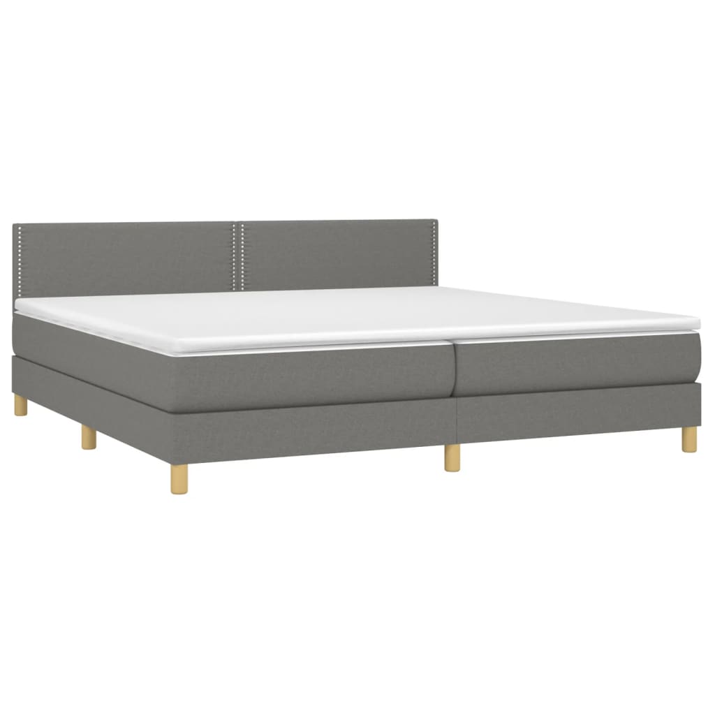 Krevet box spring s madracem LED tamnosivi 200x200 cm tkanina