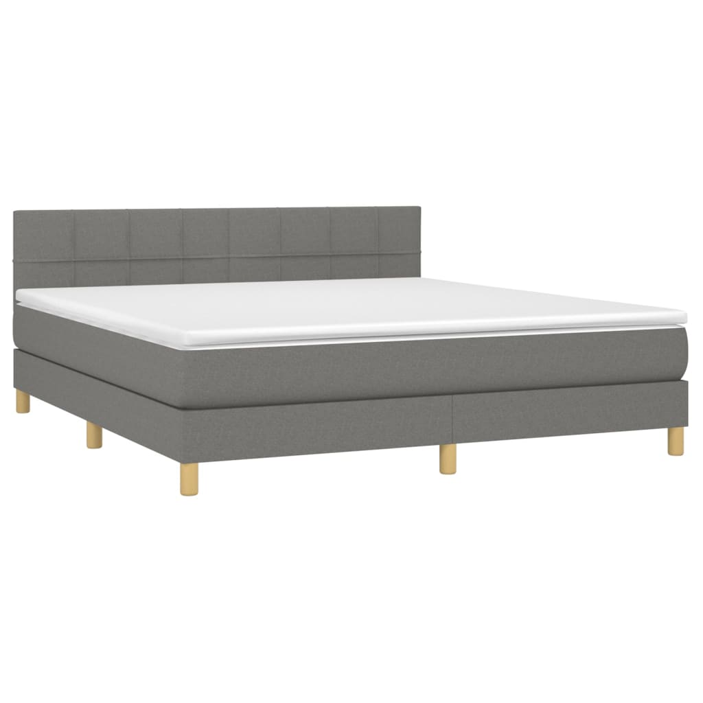 Krevet box spring s madracem LED tamnosivi 160x200 cm tkanina
