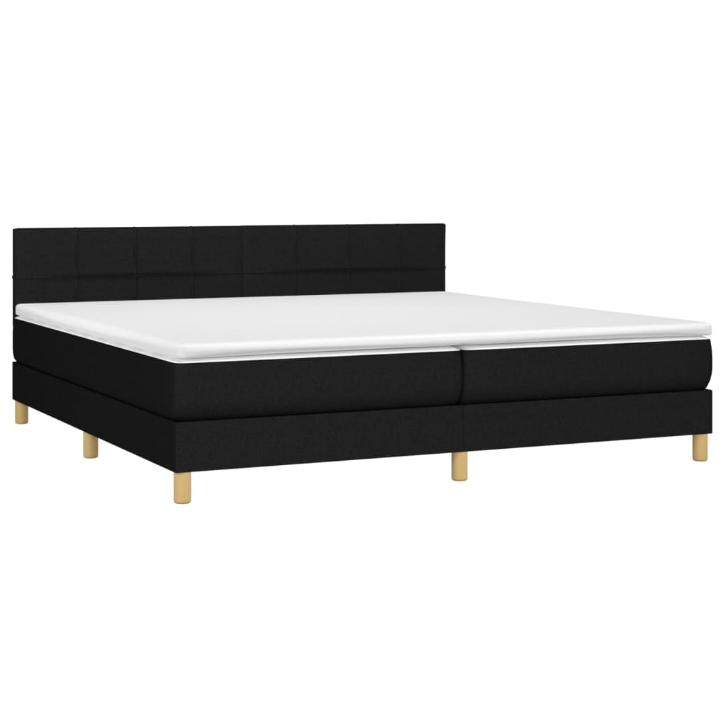Krevet box spring s madracem LED crni 200x200 cm od tkanine