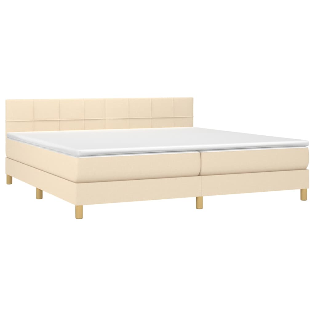 Krevet box spring s madracem LED krem 200x200 cm od tkanine