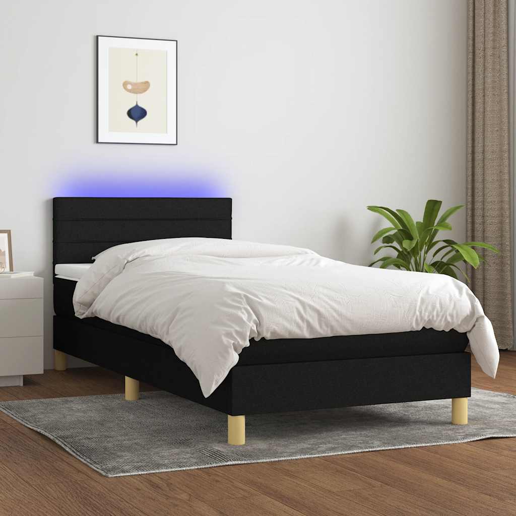 LED Box Spring Krevet Svijetlo siva tkanina