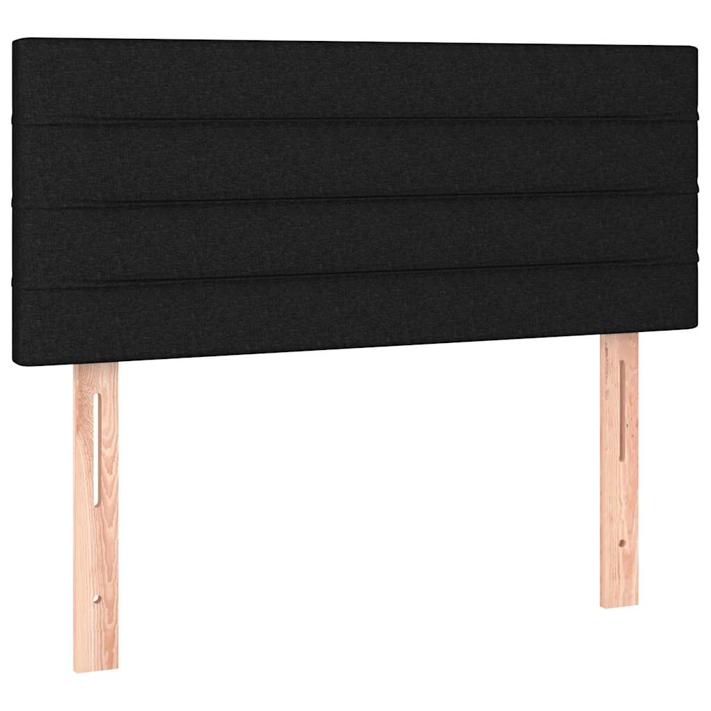 Krevet box spring s madracem LED crni 90x200 cm od tkanine