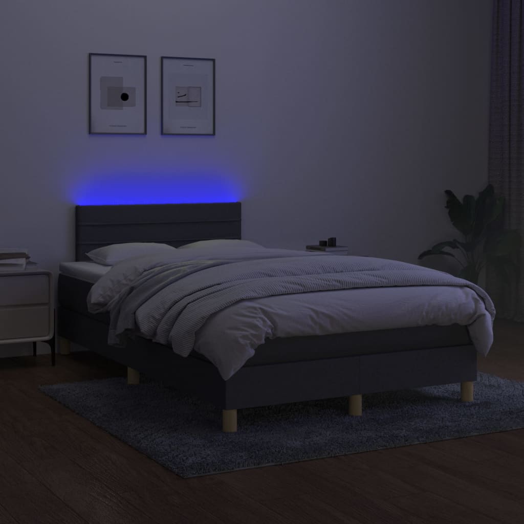 Krevet box spring s madracem LED tamnosivi 120 x 200 cm tkanina