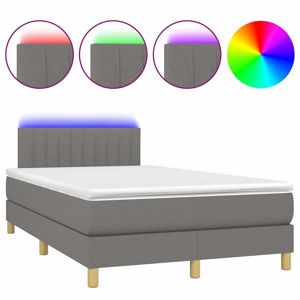 Krevet box spring s madracem LED tamnosivi 120 x 200 cm tkanina