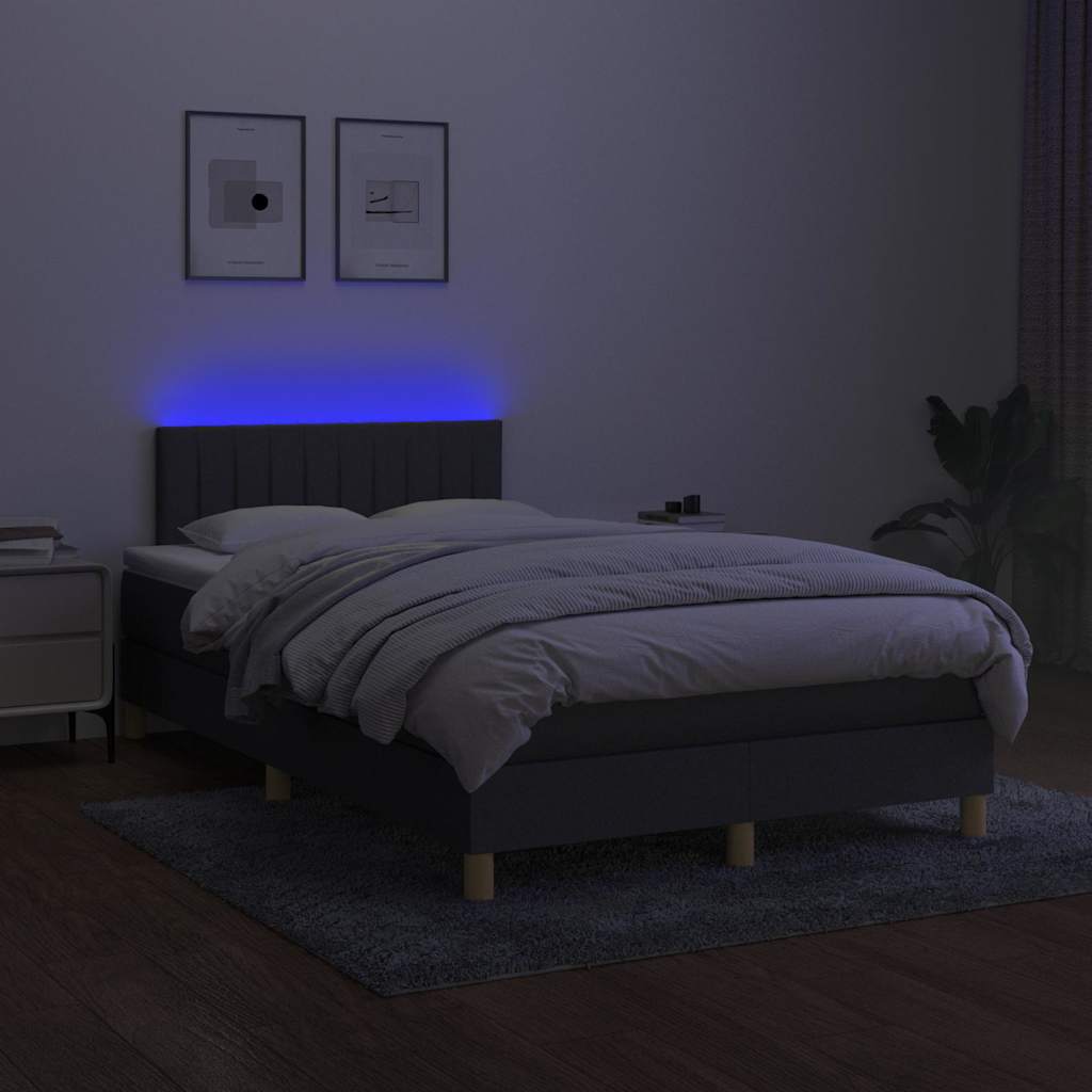 Krevet box spring s madracem LED tamnosivi 120 x 200 cm tkanina