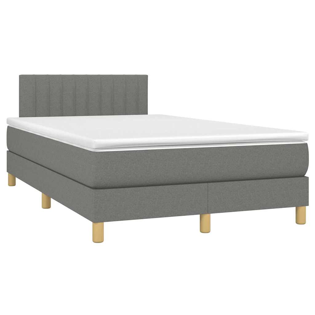 Krevet box spring s madracem LED tamnosivi 120 x 200 cm tkanina