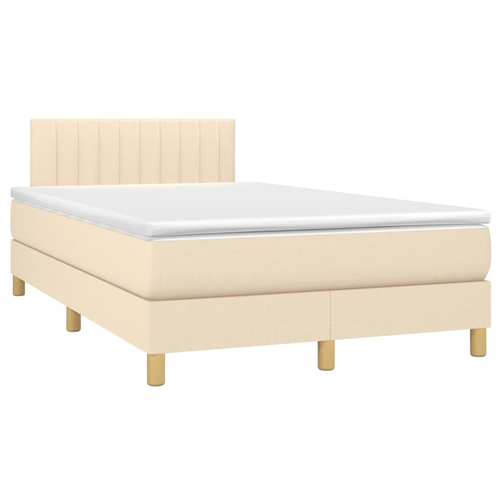 Krevet box spring s madracem LED krem 120 x 200 cm od tkanine