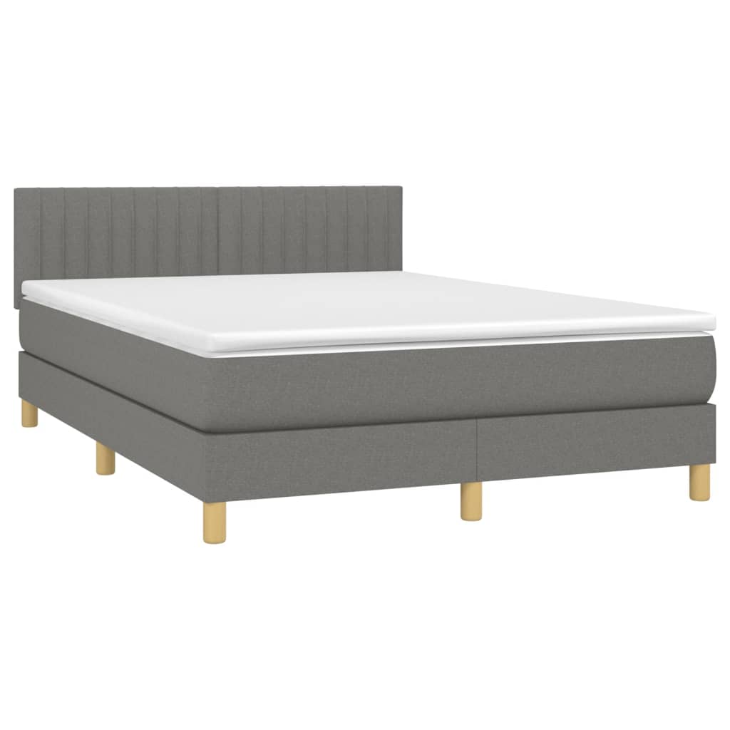 Krevet box spring s madracem LED tamnosivi 140x190 cm tkanina