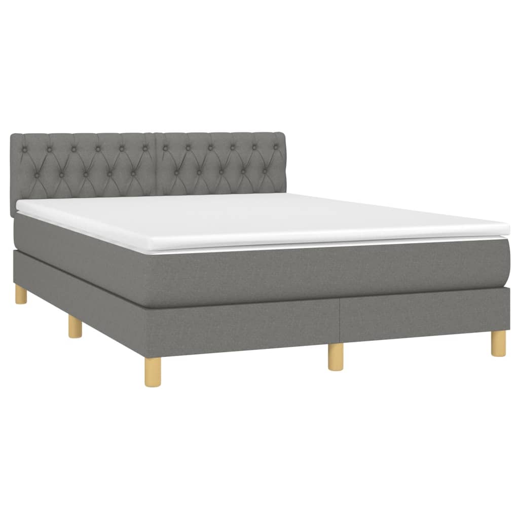 Krevet box spring s madracem LED tamnosivi 140x190 cm tkanina