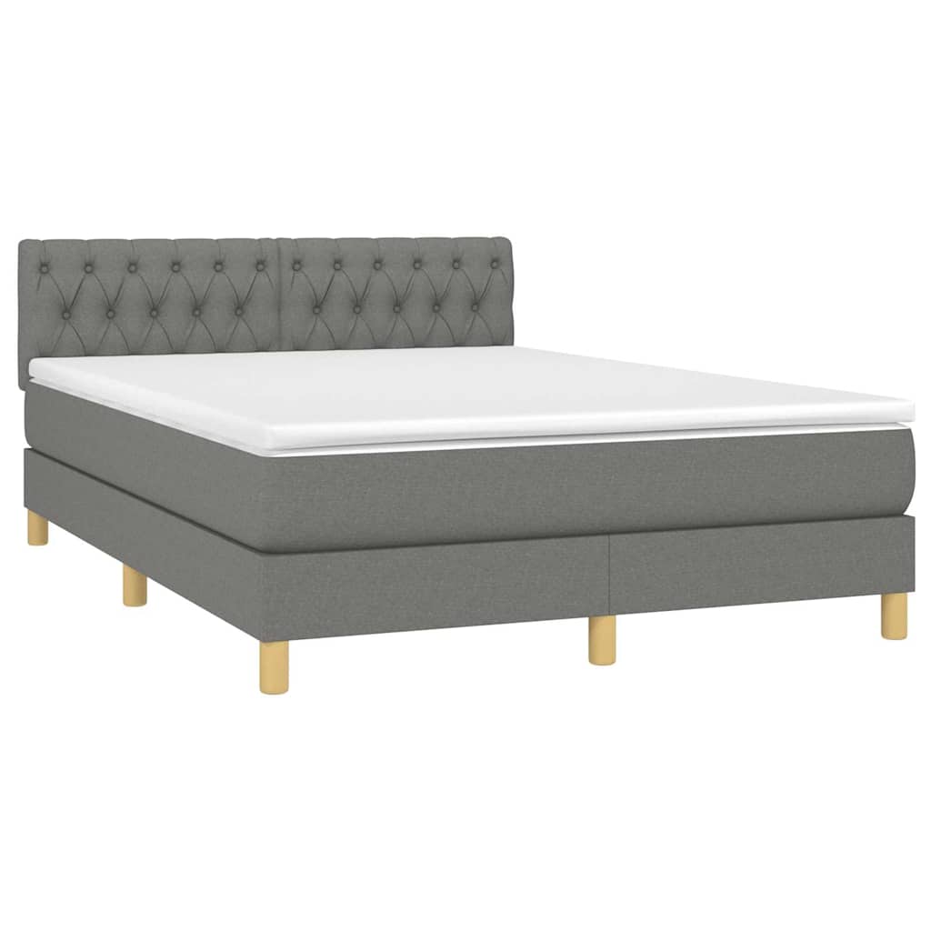 Krevet box spring s madracem LED tamnosivi 140x190 cm tkanina