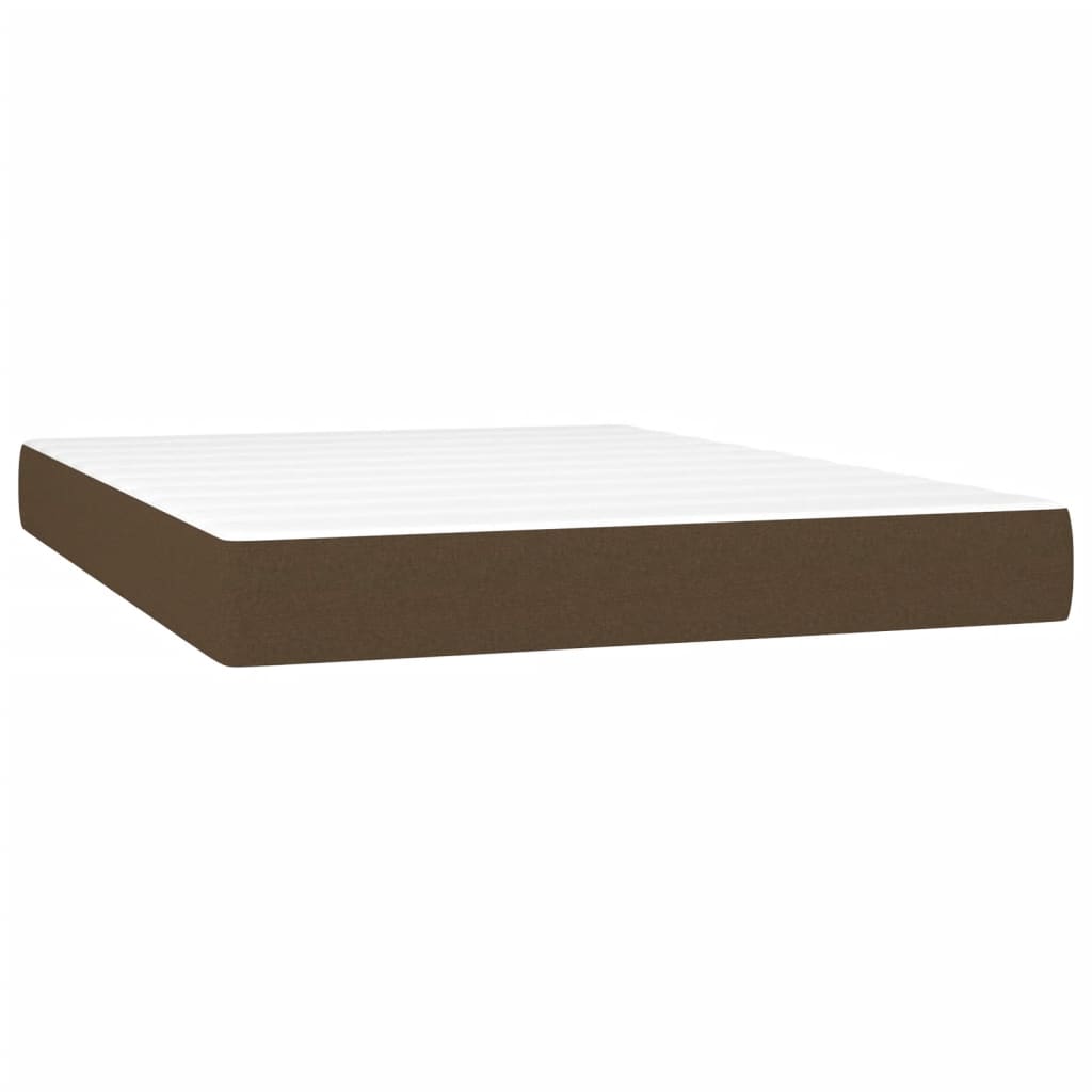 Krevet box spring s madracem LED tamnosmeđi 140x190 cm tkanina