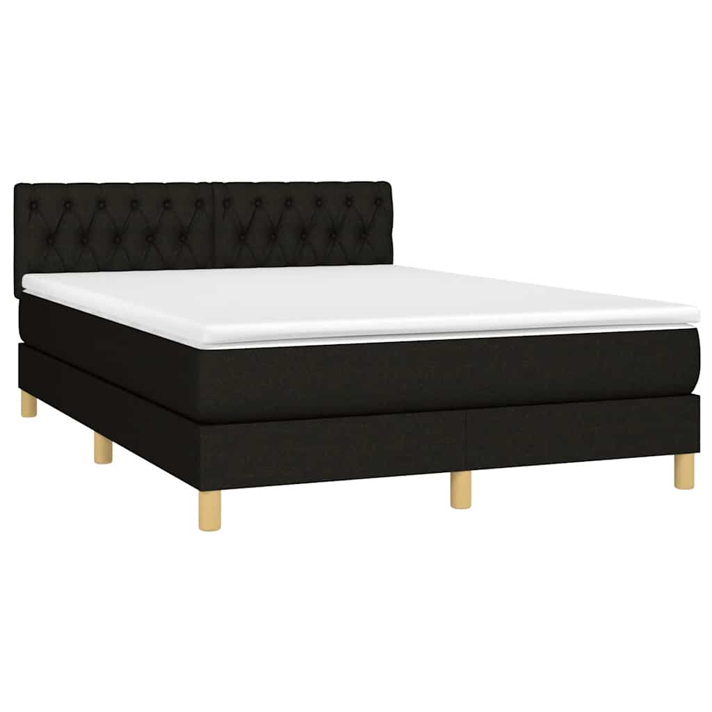 Krevet box spring s madracem LED crni 140x200 cm od tkanine