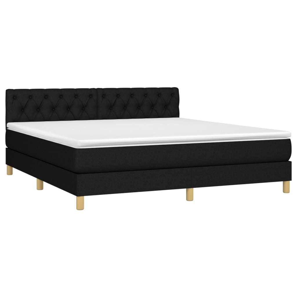 Krevet box spring s madracem LED crni 160x200 cm od tkanine