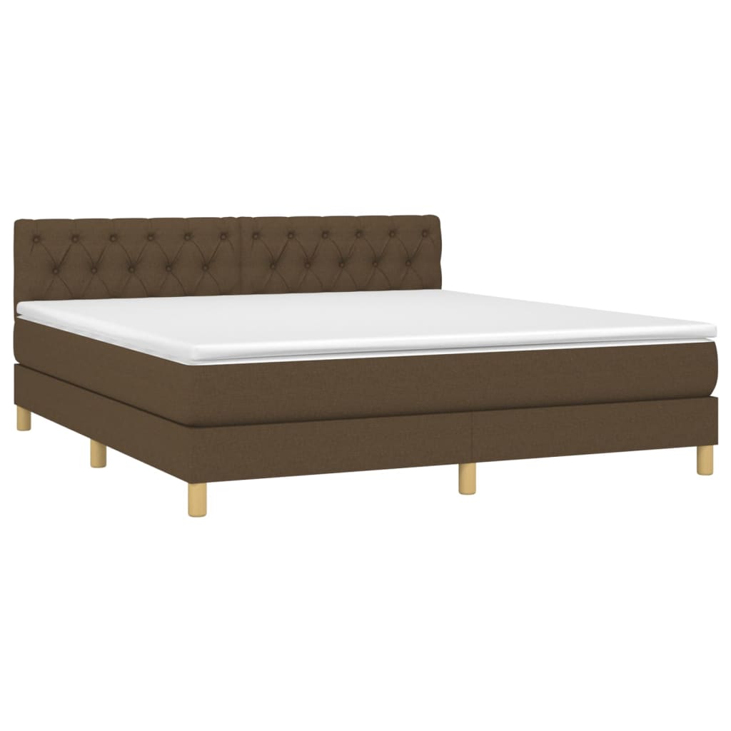 Krevet box spring s madracem LED tamnosmeđi 160x200 cm tkanina