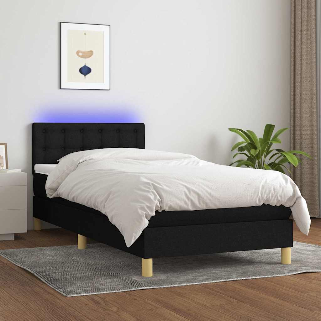 LED Box Spring Krevet Svijetlo siva tkanina