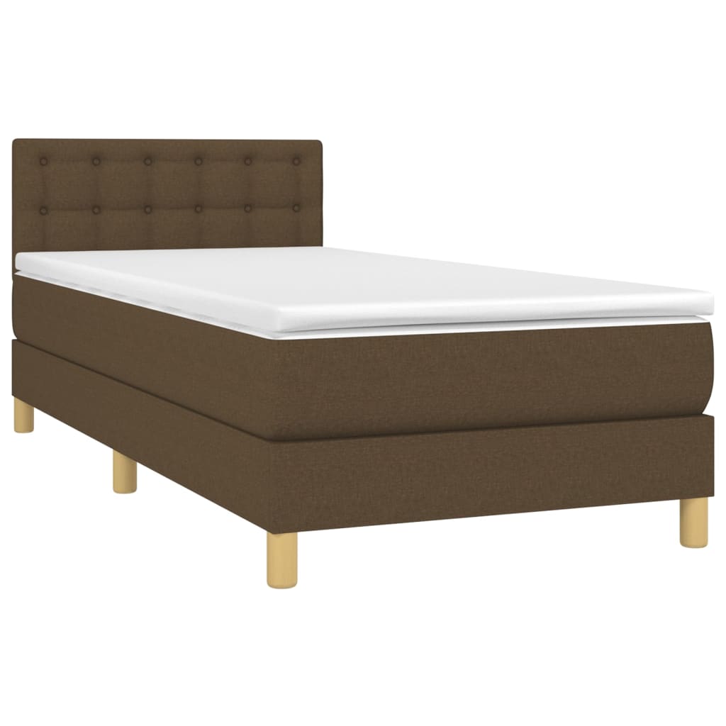 Krevet box spring s madracem LED tamnosmeđi 80 x 200 cm tkanina