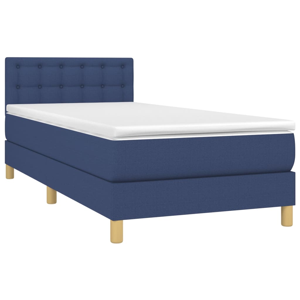 Krevet box spring s madracem LED plavi 90x190 cm od tkanine