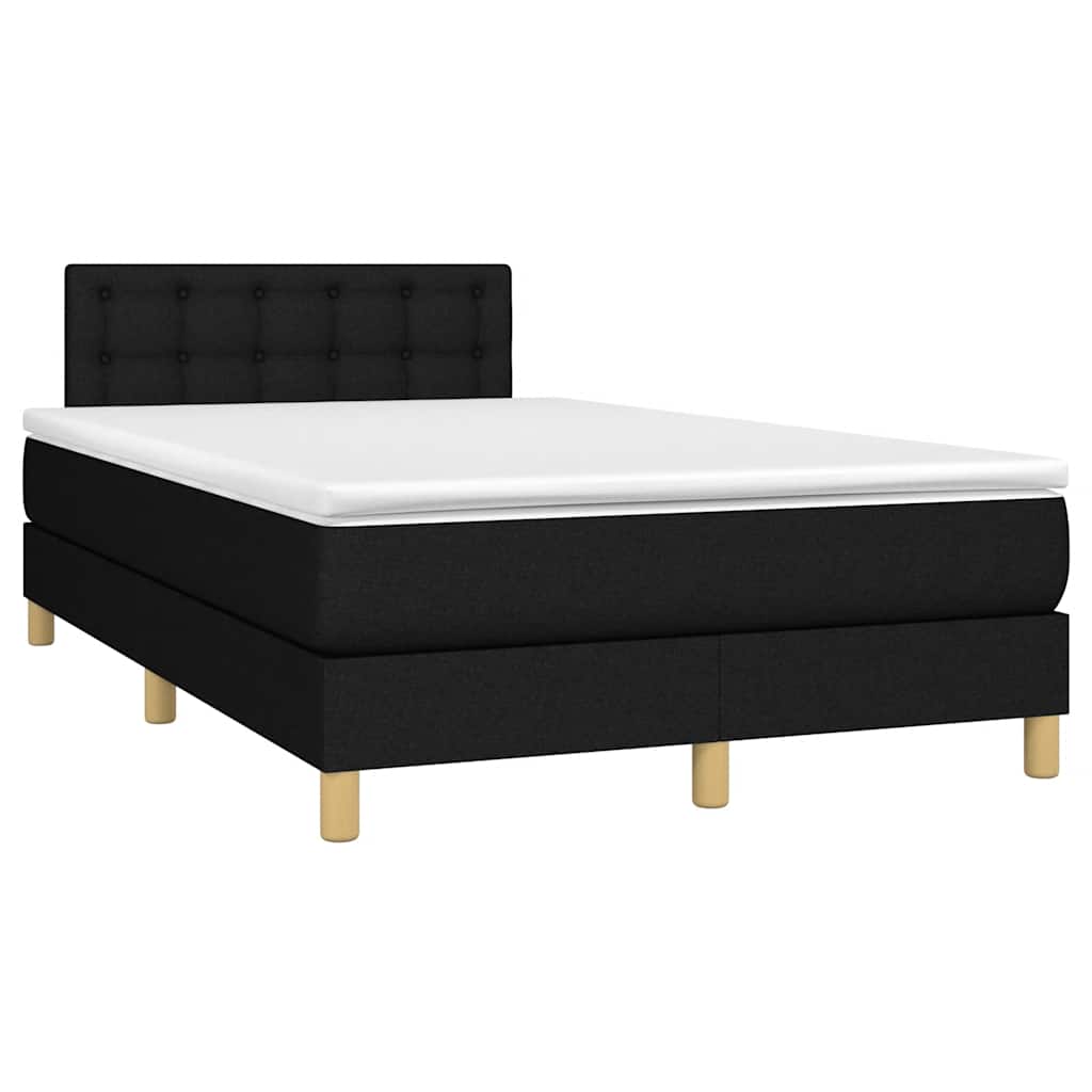 Krevet box spring s madracem LED crni 120 x 200 cm od tkanine