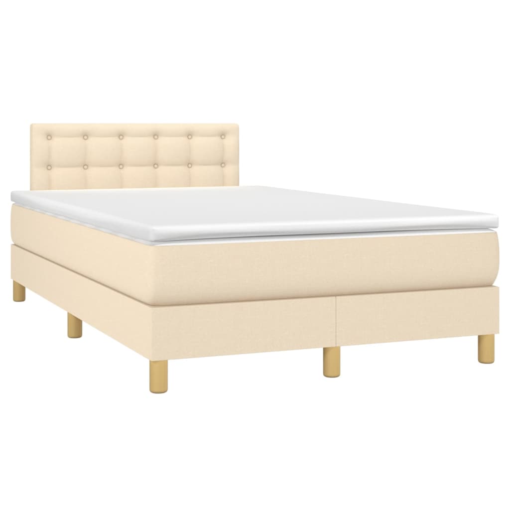 Krevet box spring s madracem LED krem 120 x 200 cm od tkanine