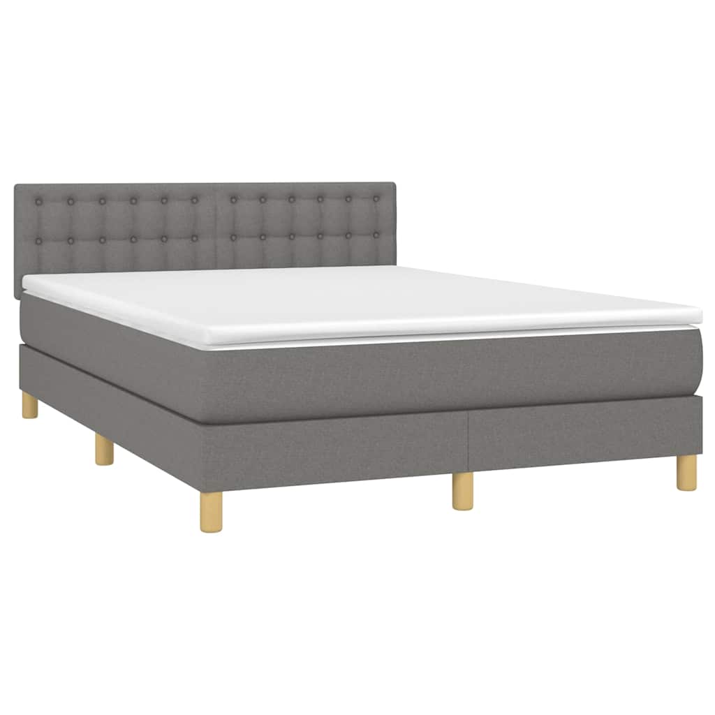 Krevet box spring s madracem LED tamnosivi 140x190 cm tkanina