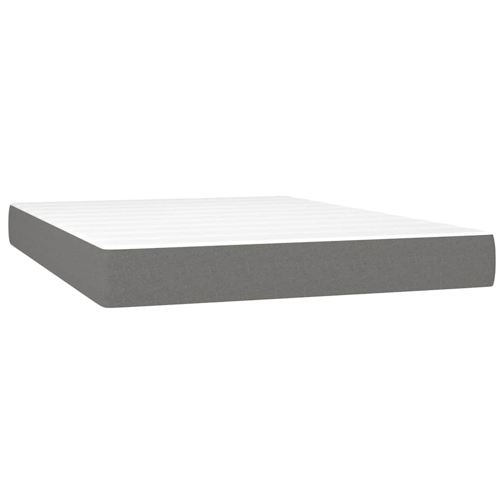 Krevet box spring s madracem LED tamnosivi 140x190 cm tkanina