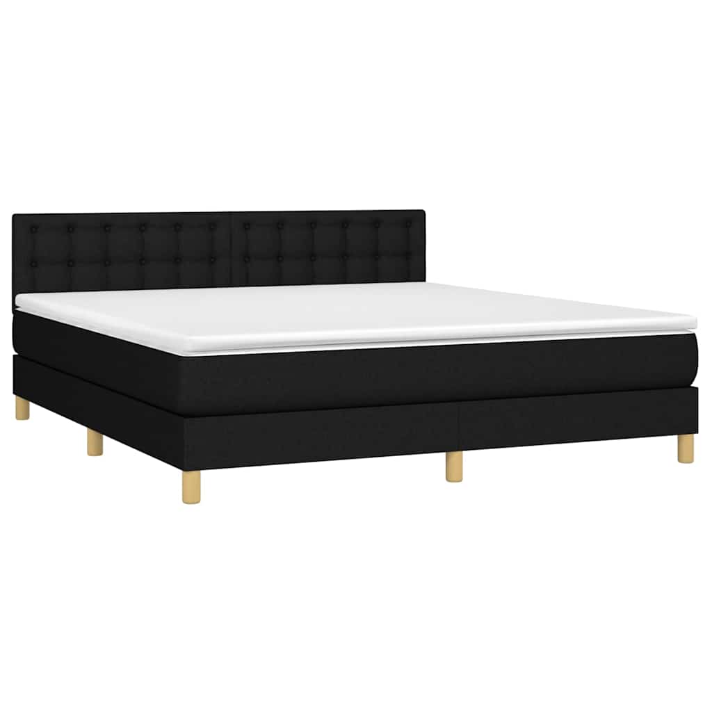 Krevet box spring s madracem LED crni 160x200 cm od tkanine