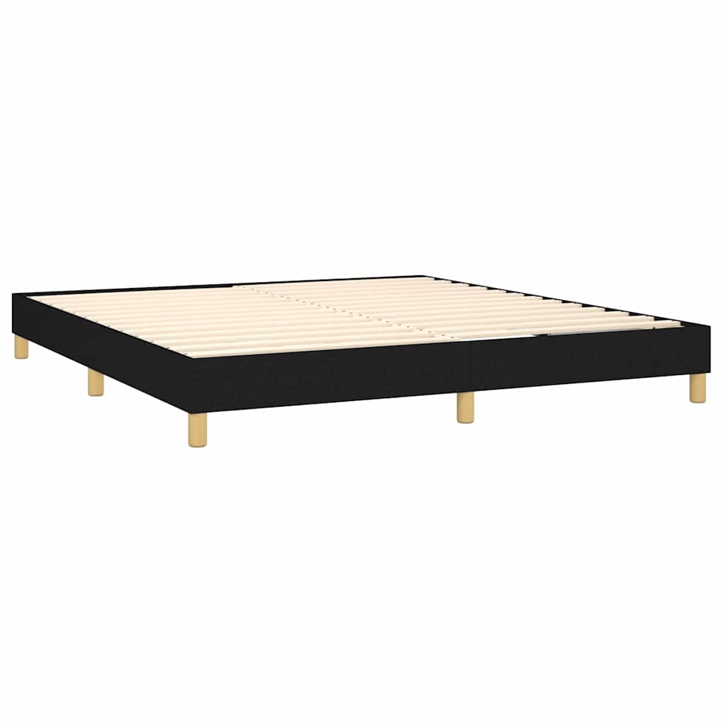 Krevet box spring s madracem LED crni 160x200 cm od tkanine