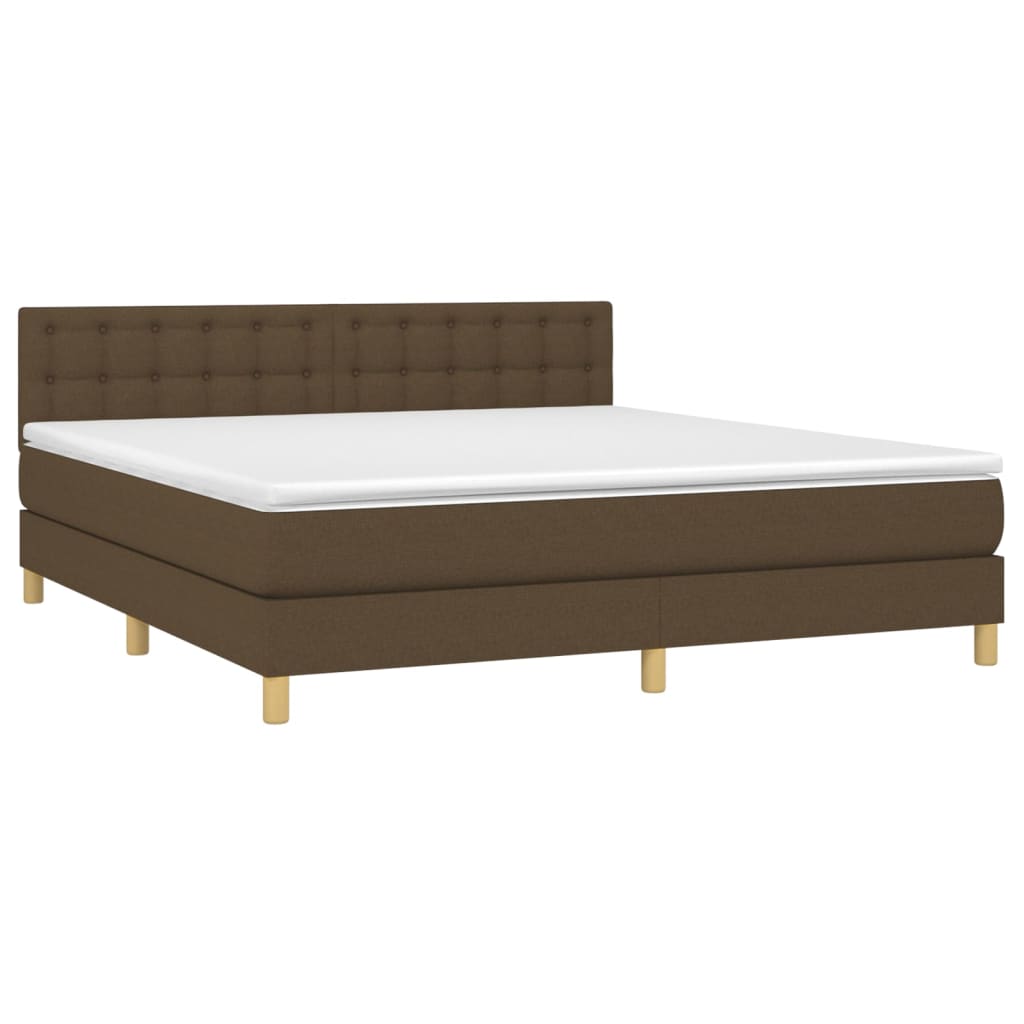 Krevet box spring s madracem LED tamnosmeđi 160x200 cm tkanina