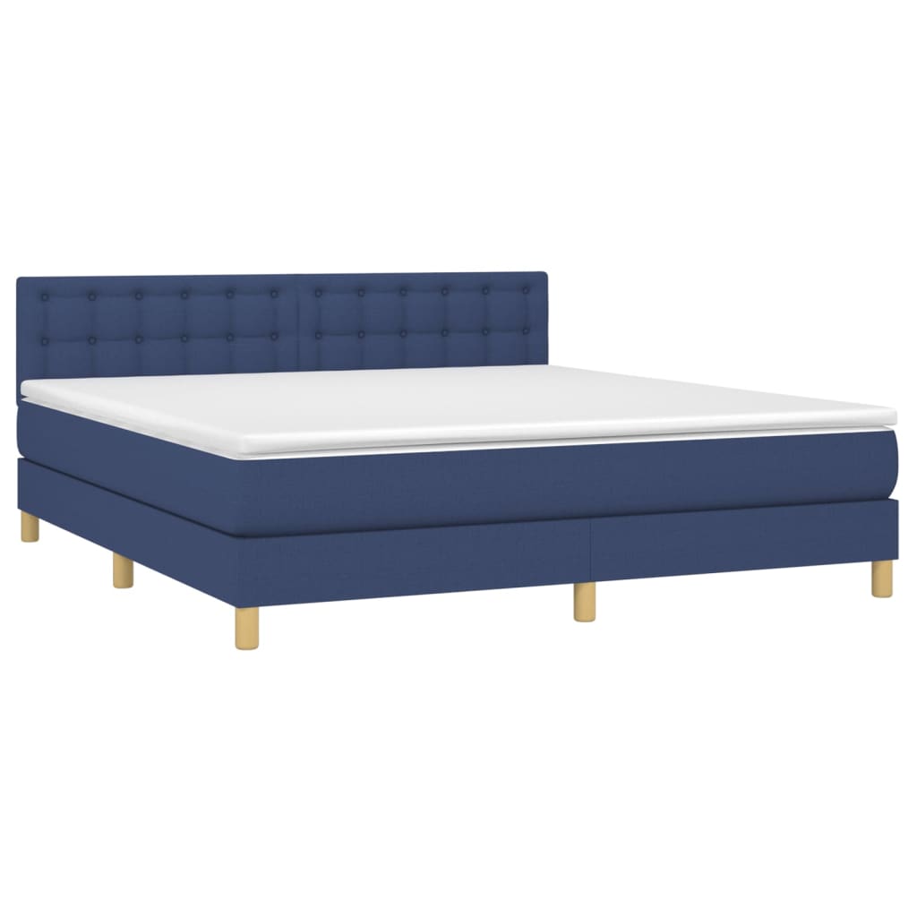 Krevet box spring s madracem LED plavi 160x200 cm od tkanine