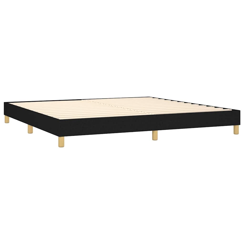 Krevet box spring s madracem LED crni 200x200 cm od tkanine