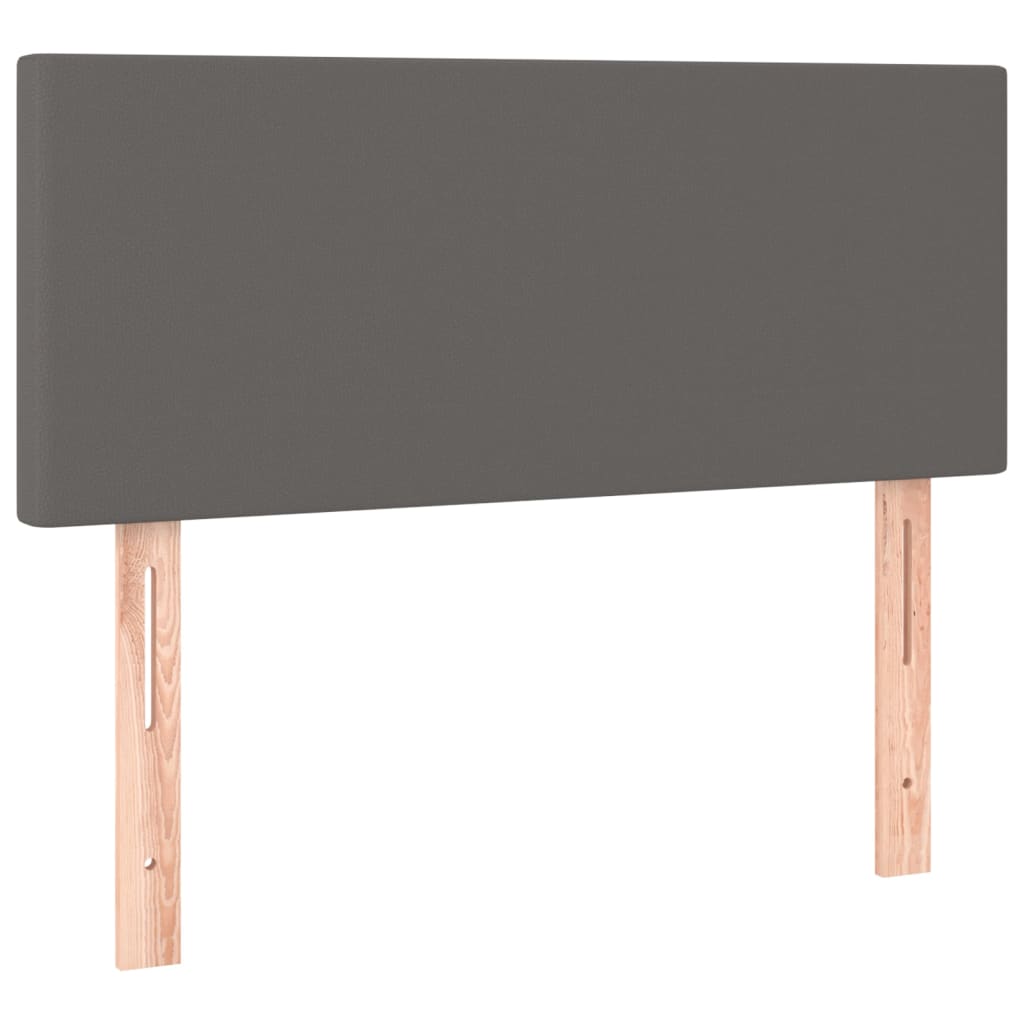 Krevet box spring s madracem LED sivi 80x200 cm od umjetne kože