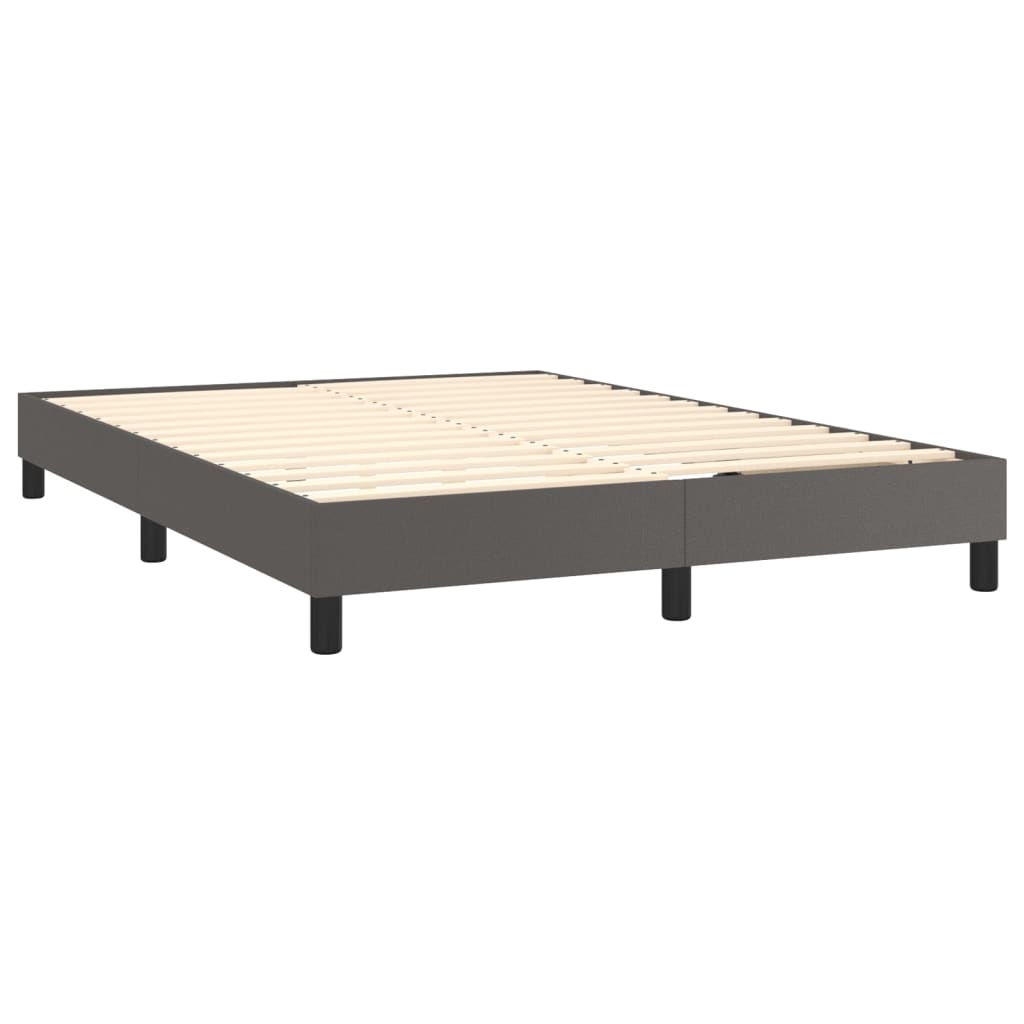 Krevet box spring s madracem LED sivi 140x200cm od umjetne kože