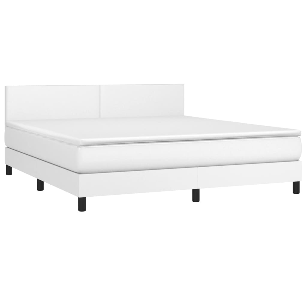 Krevet box spring s madracem LED bijeli 180x200 cm umjetna koža