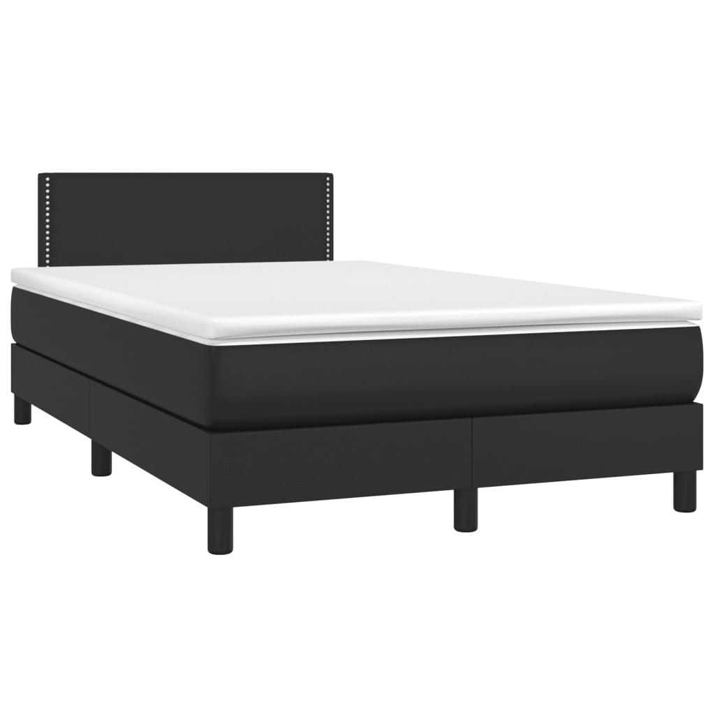 Krevet box spring s madracem LED crni 120x200cm od umjetne kože