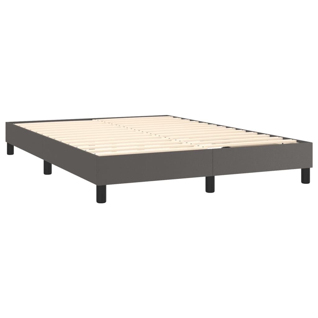 Krevet box spring s madracem LED sivi 140x200cm od umjetne kože