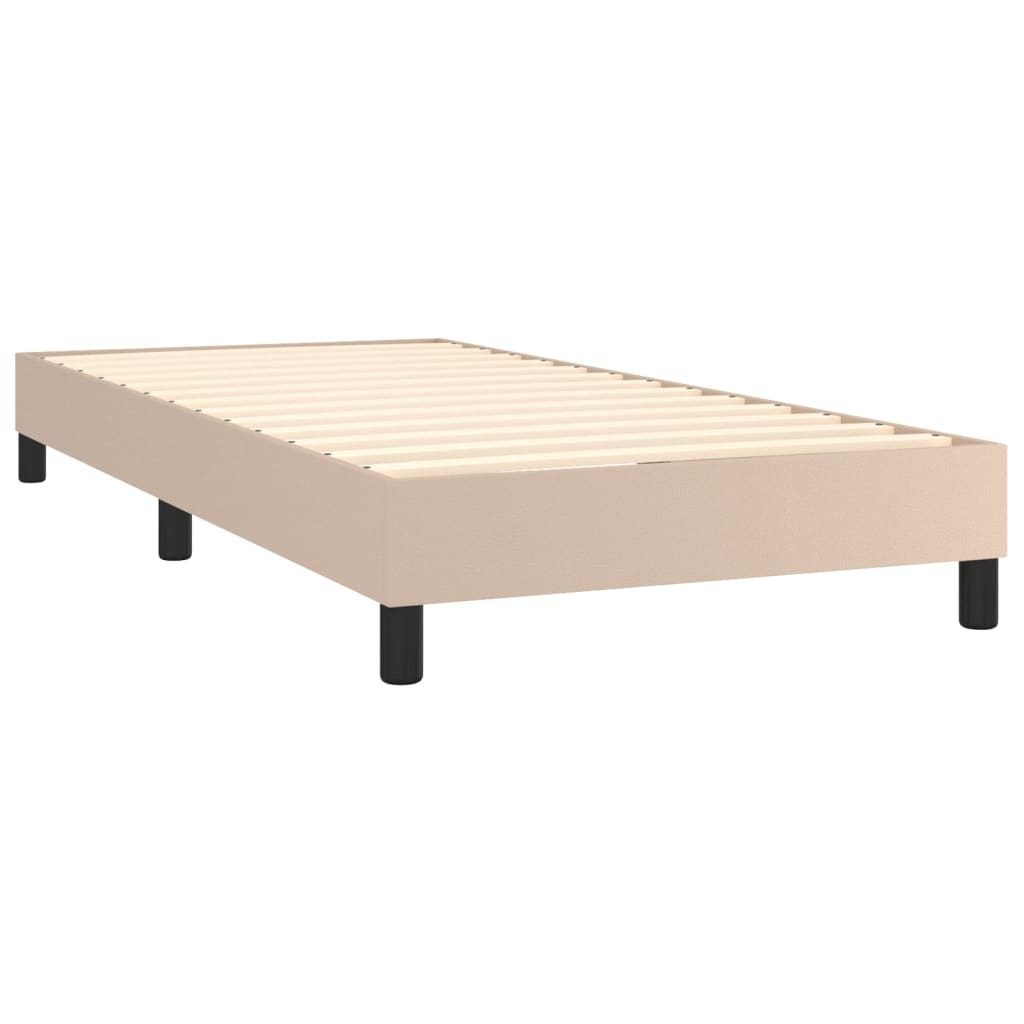 Krevet box spring i madrac LED cappuccino 80x200cm umjetna koža