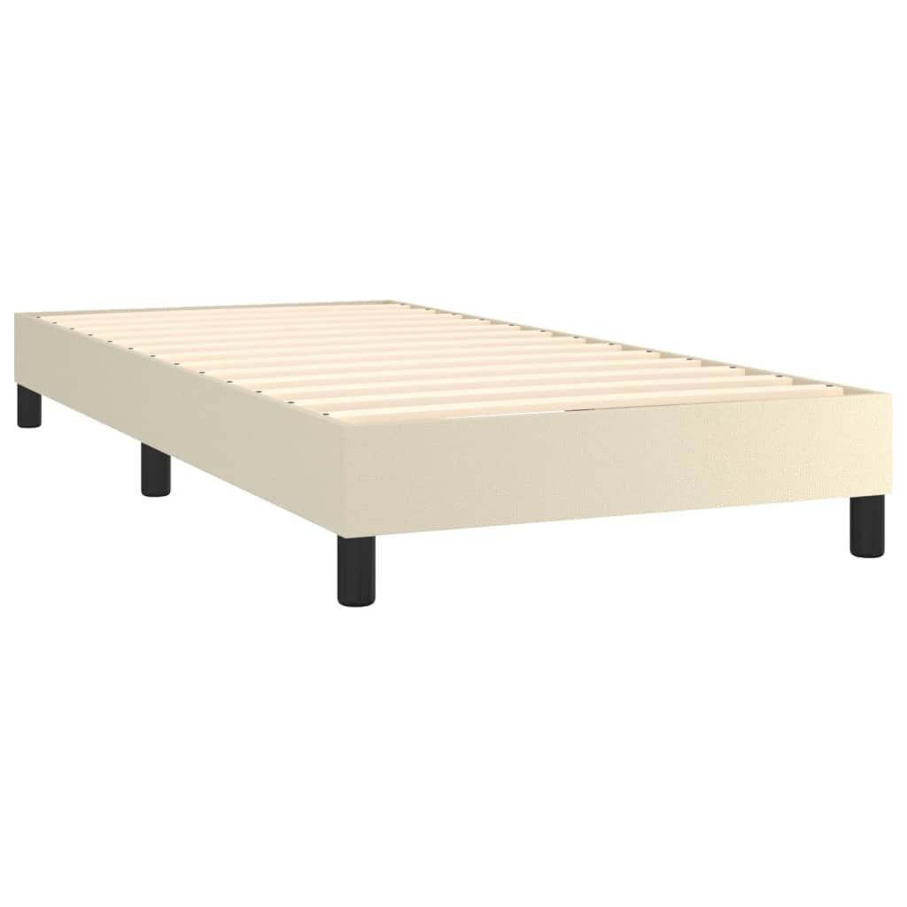 Krevet box spring s madracem LED krem 90x190 cm od umjetne kože
