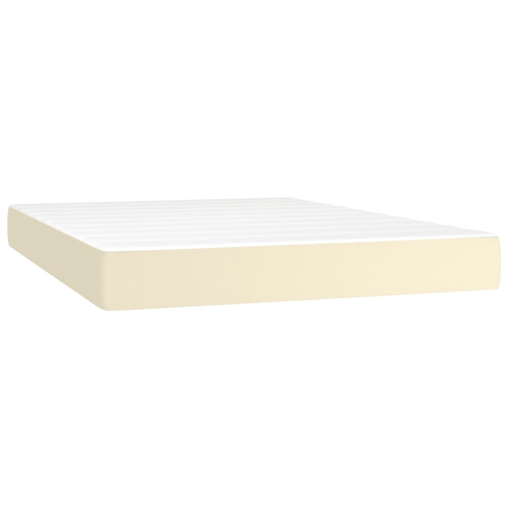 Krevet box spring s madracem LED krem 140x190cm od umjetne kože