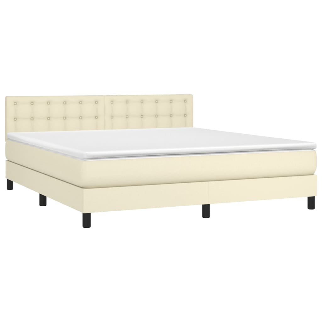 Krevet box spring s madracem LED krem 160x200cm od umjetne kože