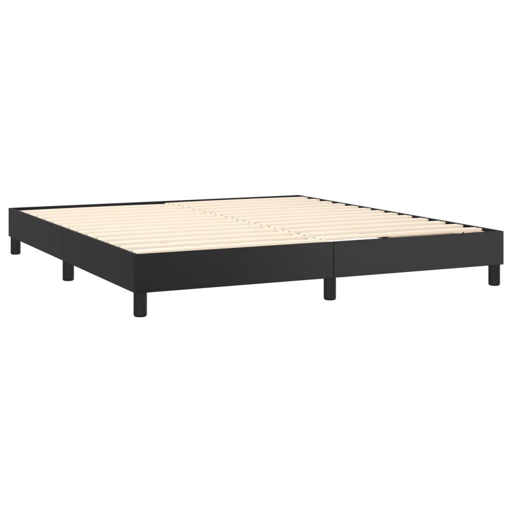 Krevet box spring s madracem LED crni 180x200cm od umjetne kože