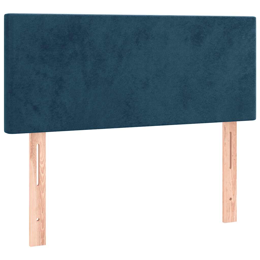 Krevet box spring s madracem LED tamnoplavi 80 x 200 cm baršun
