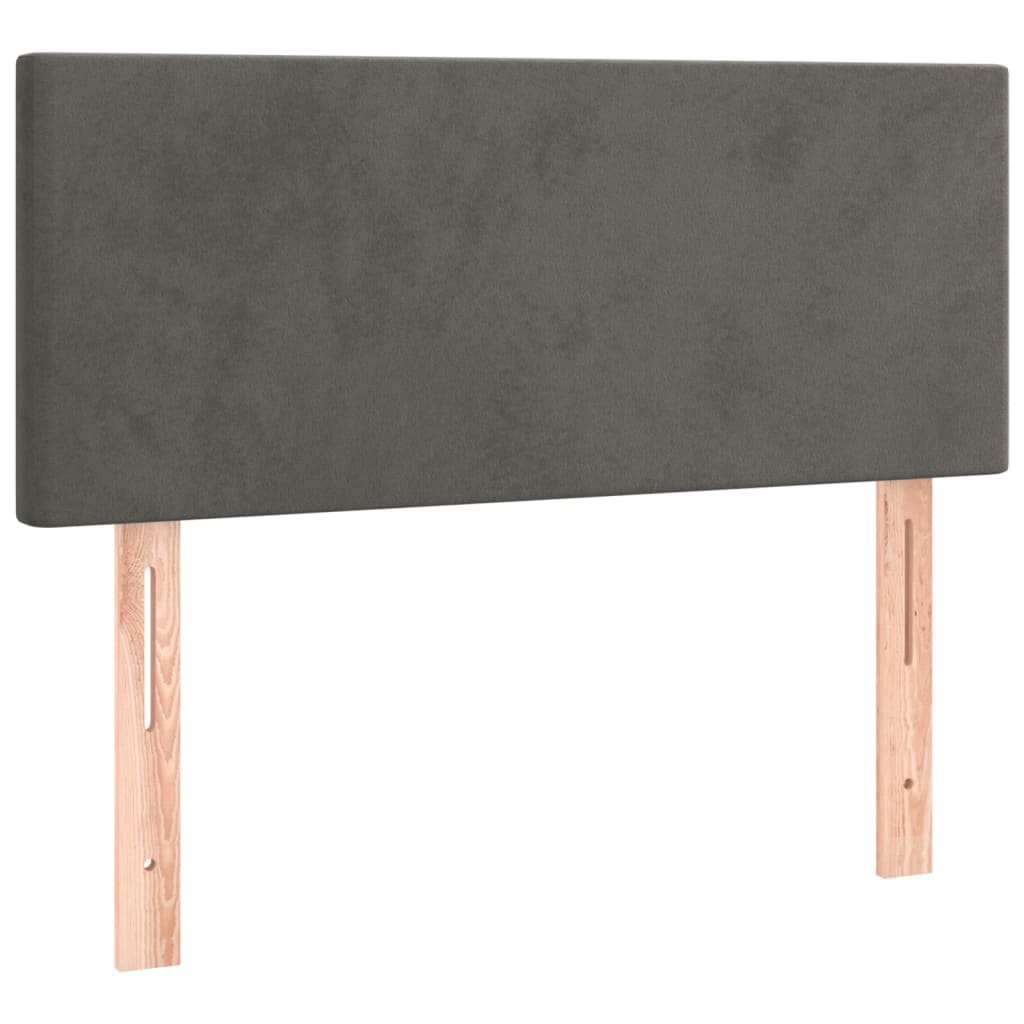 Krevet box spring s madracem LED tamnosivi 90x190 cm baršun