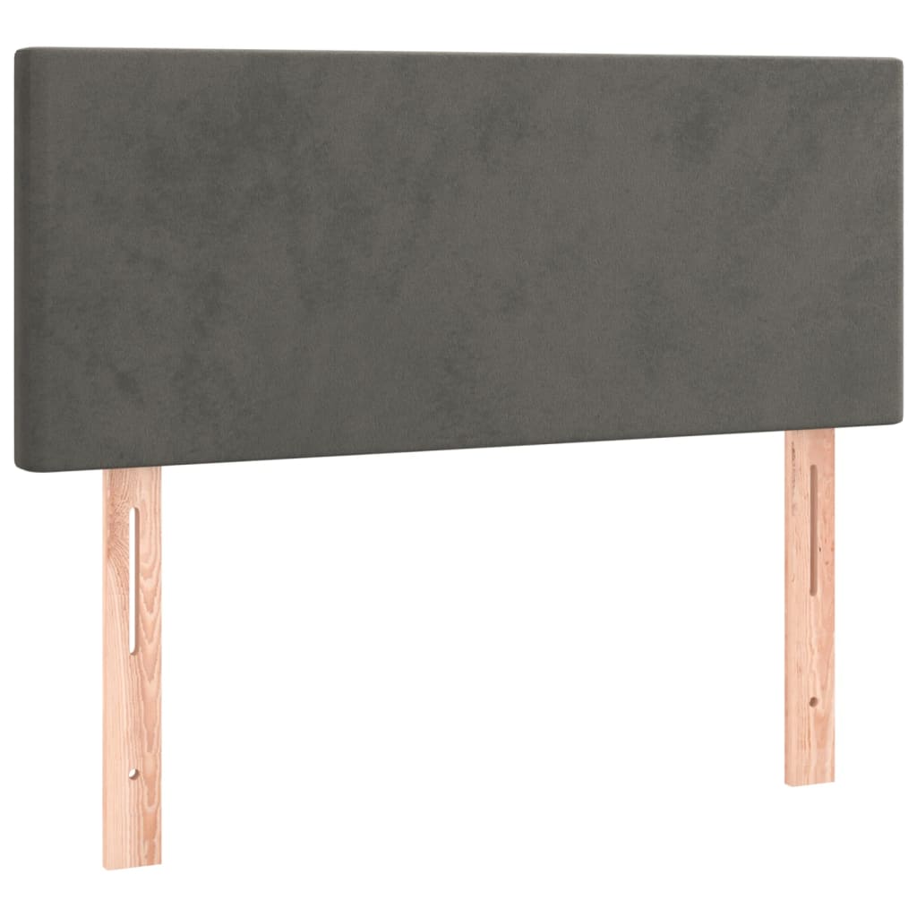 Krevet box spring s madracem LED tamnosivi 90x200 cm baršun