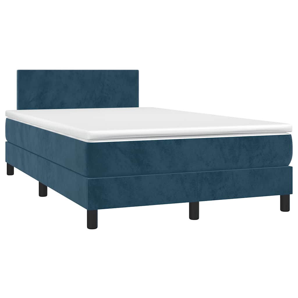 Krevet box spring s madracem LED tamnoplavi 120x200 cm baršun