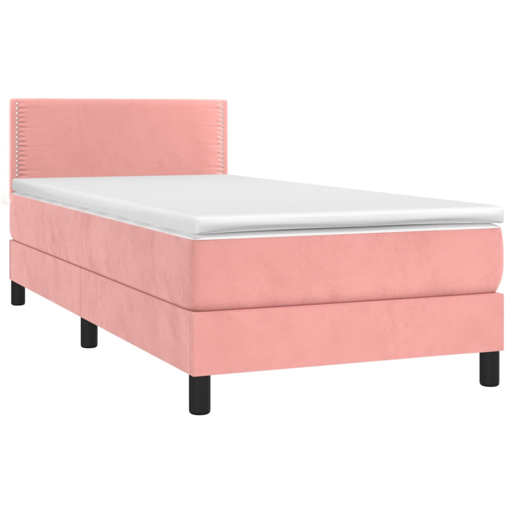 Krevet box spring s madracem LED ružičasti 100x200cm baršunasti
